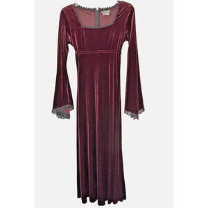 Subterranea Burgundy Velvet Gothic Dress Medieval Renaissance Sz M NWOT